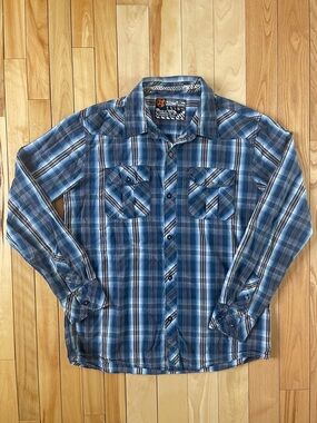 Quiksilver Plaid Button‑Up Shirt – Men’s Medium